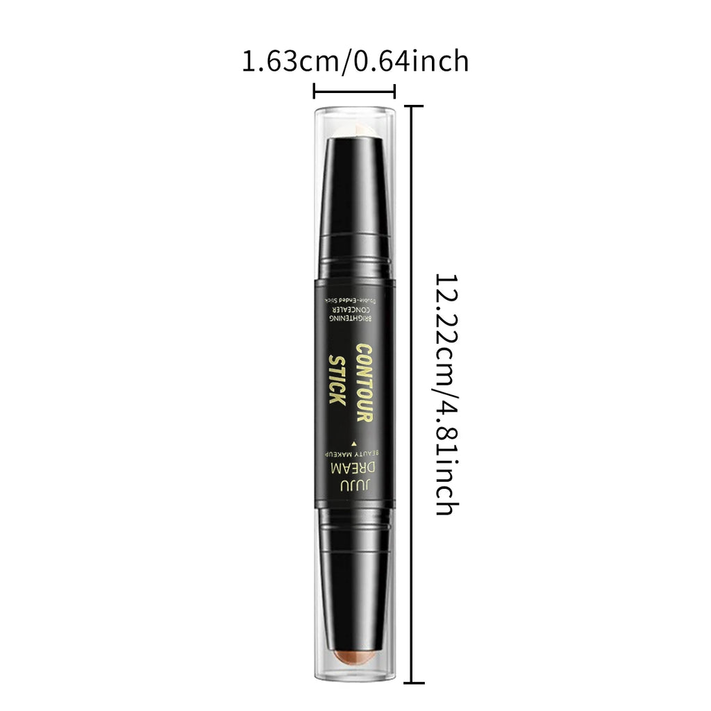 Bâton de contour à double extrémité, fond de teint pour le visage et correcteur