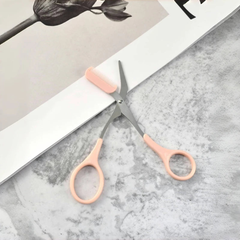 ✂️ Ciseaux à sourcils intégrés en acier inoxydable + 1 rasoir à sourcils en croissant