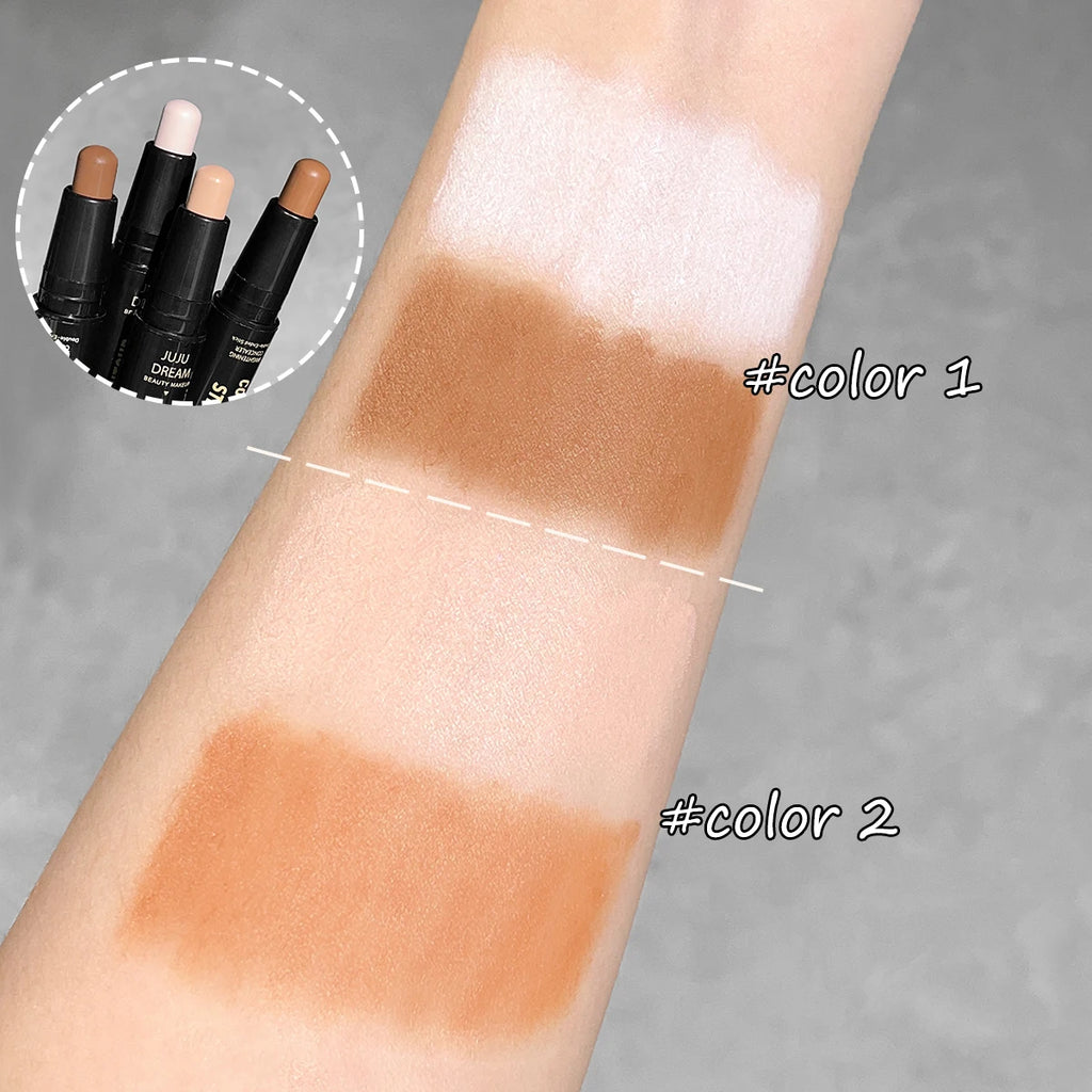 Bâton de contour à double extrémité, fond de teint pour le visage et correcteur