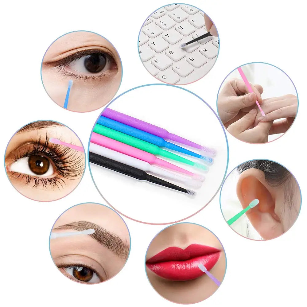 🖌️ Ensemble de 200 pinceaux jetables, baguettes de mascara, pinceaux à lèvres, écouvillon d'applicateur de microbrosse pour extension de cils