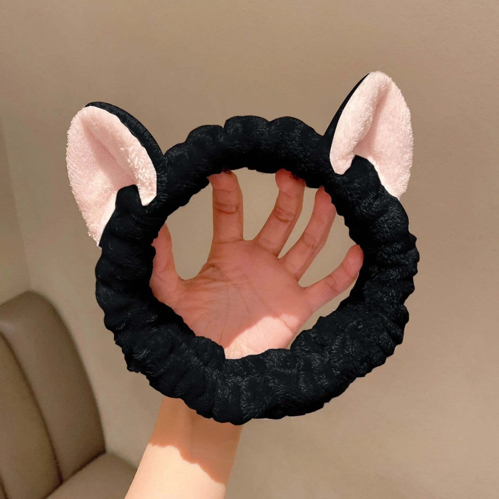 🐈 Bandeau de cheveux pour ce laver le visage Chat Corail