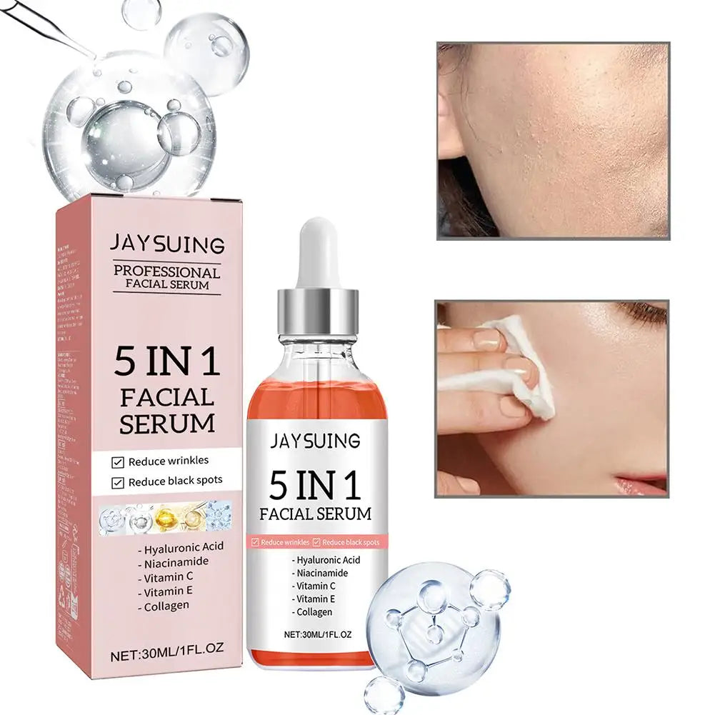 ☀️ 5  en 1  Sérum visage raffermissant Éclaircissant et Hydratant Vitamine C