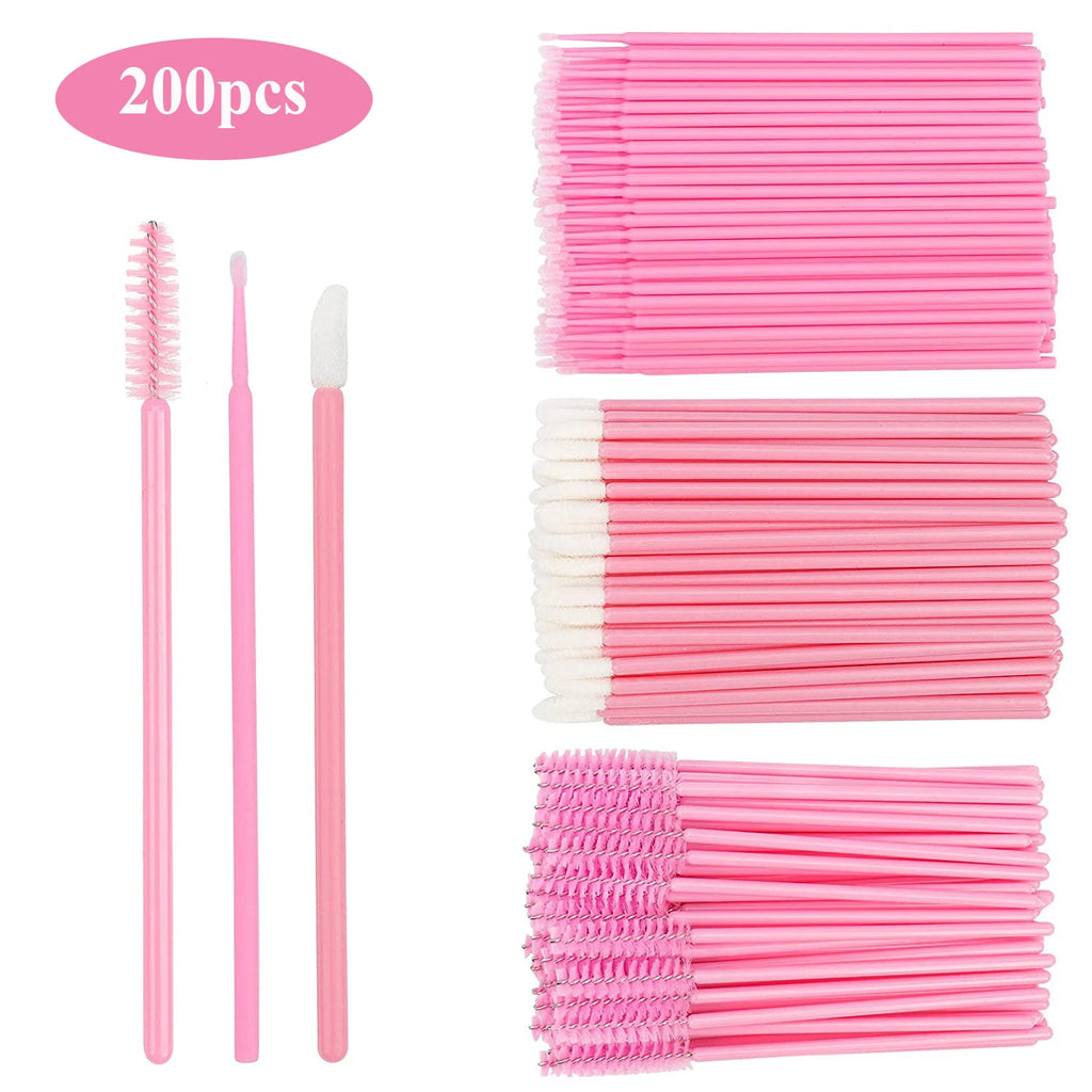 🖌️ Ensemble de 200 pinceaux jetables, baguettes de mascara, pinceaux à lèvres, écouvillon d'applicateur de microbrosse pour extension de cils
